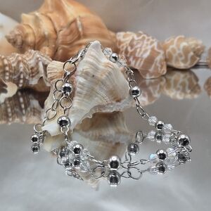Elegant Handmade Stainless Steel & Crystal Beaded Bracelet